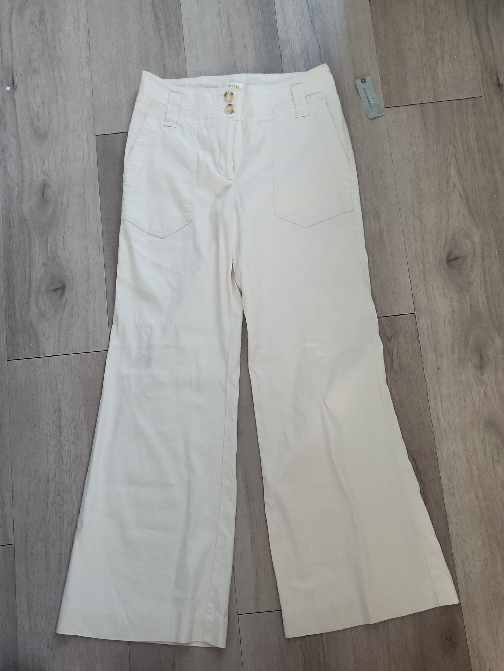 Anthropologie Maeve Women's Cream Wide-Leg Pants